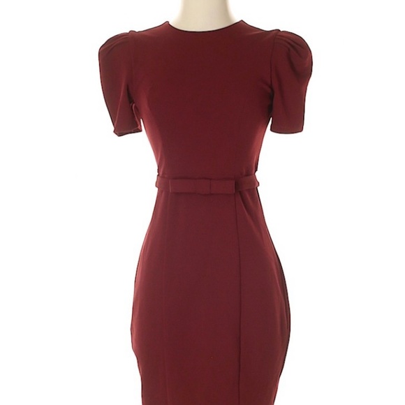 NEW Express PUFF SLEEVE BELTED SHEATH DRESS - Picture 1 of 5